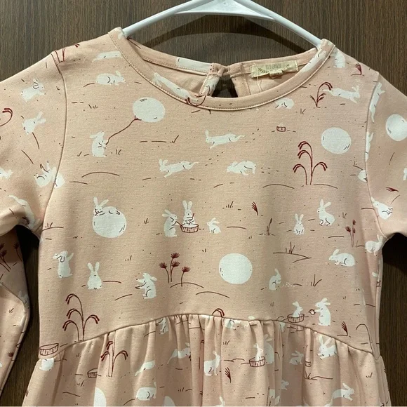 Red Caribou Girl’s ‘Moonlit Usagi(Hares)’ Peach Whip Dress Size 6/7 Years Easter - Picture 4 of 16